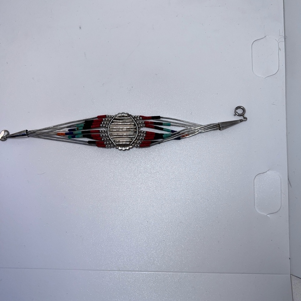 Vintage Navajo QT Sterling Silver Pendant Bracelet - Picture 6 of 14